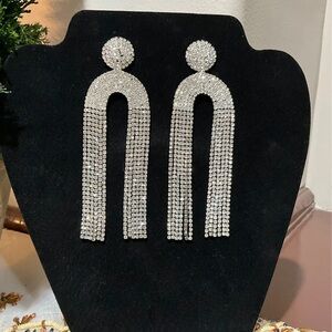 Elegant Silver Crystal Dangle Earrings